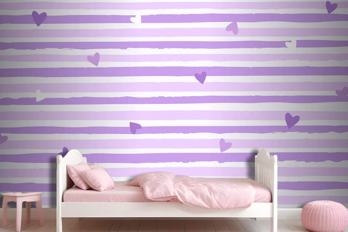 Hand Drawn Purple Striped Background Wallpaper Mural