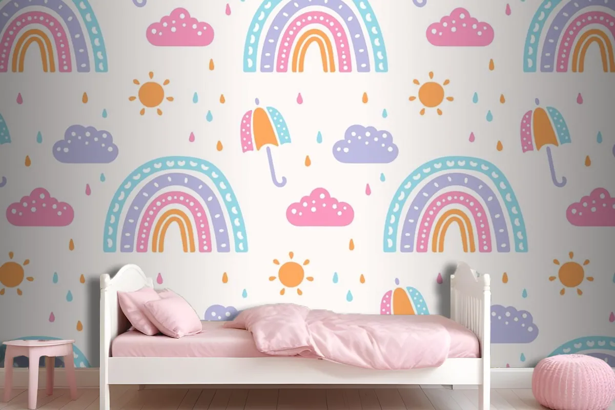 Hand Drawn Rainbow Pattern Design Kids Wallpaper Mural