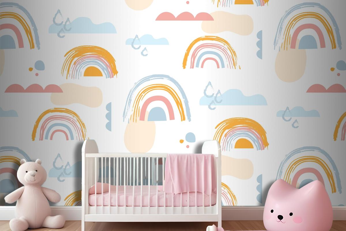 Hand Drawn Rainbow Pattern Design Wallpaper Mural