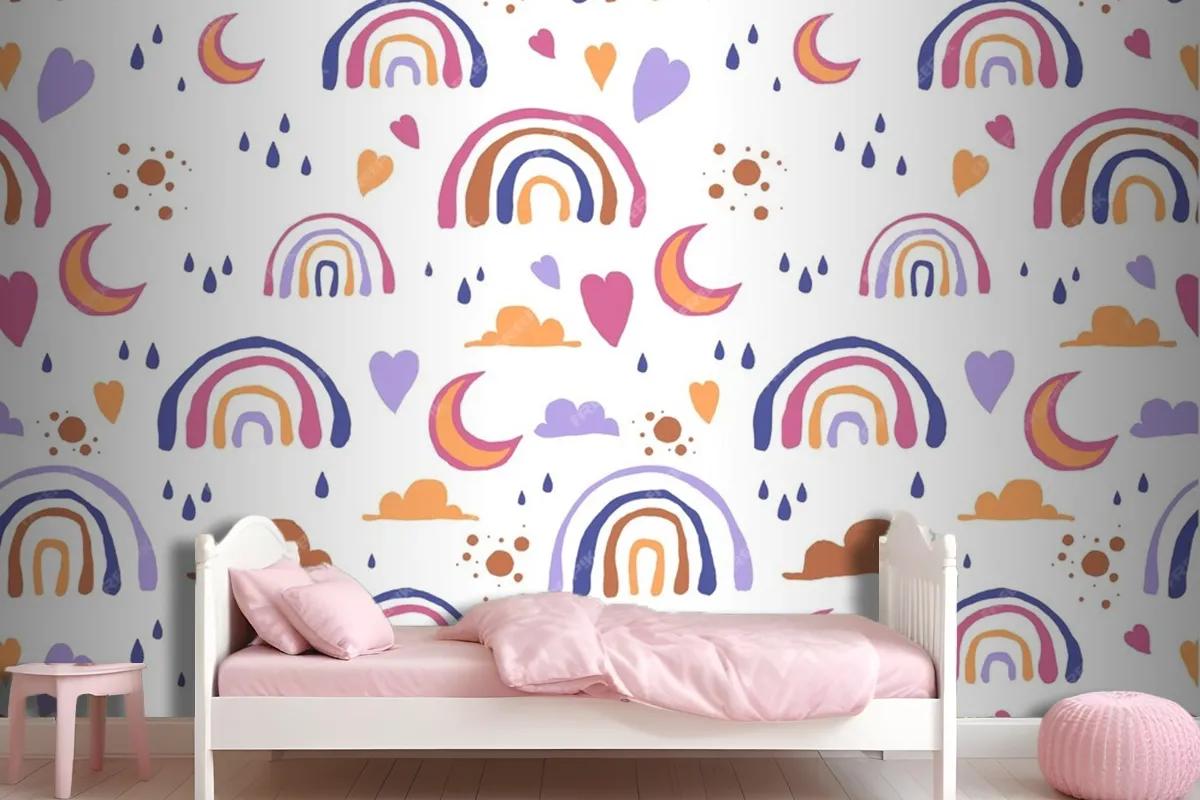 Hand Drawn Rainbow Pattern Design Wallpaper Mural