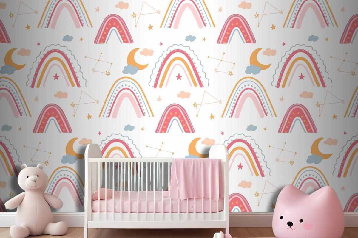 Hand Drawn Rainbow Pattern Wallpaper Mural