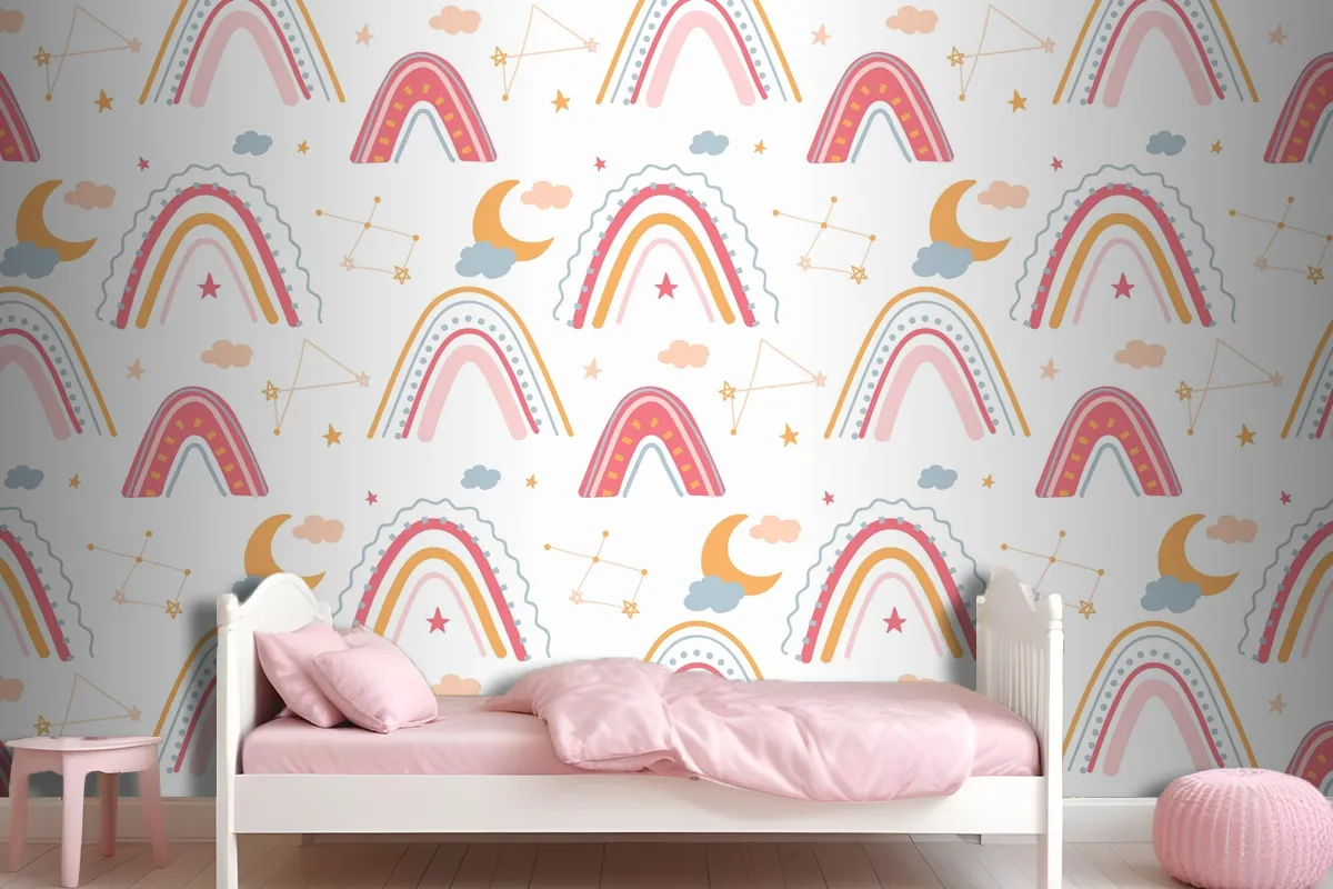 Hand Drawn Rainbow Pattern Wallpaper Mural