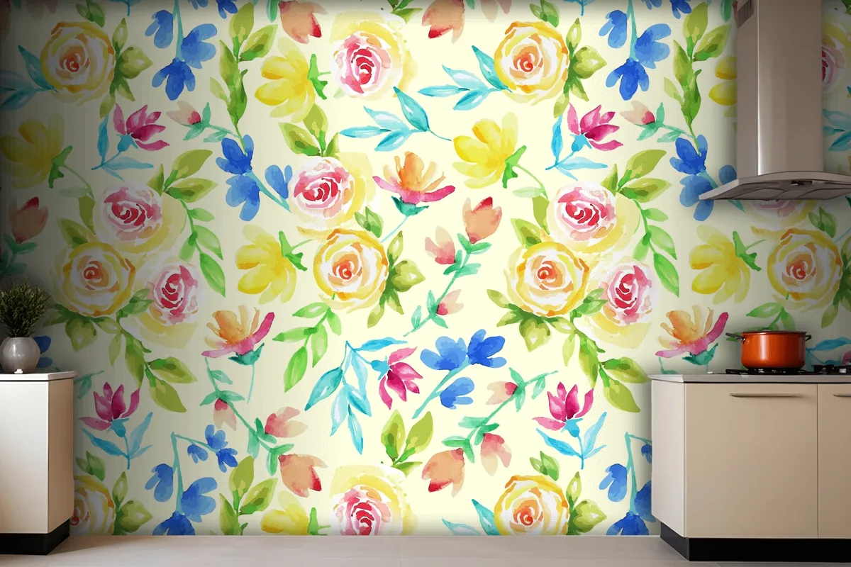 Hand Drawn Small Flowers Pattern Wallpaper Mural