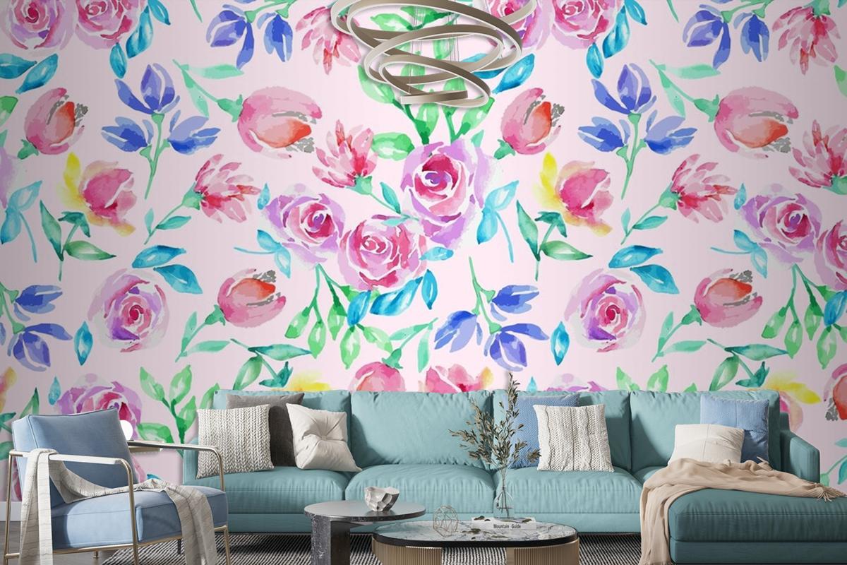 Hand Drawn Small Flowers Pattern Wallpaper Mural