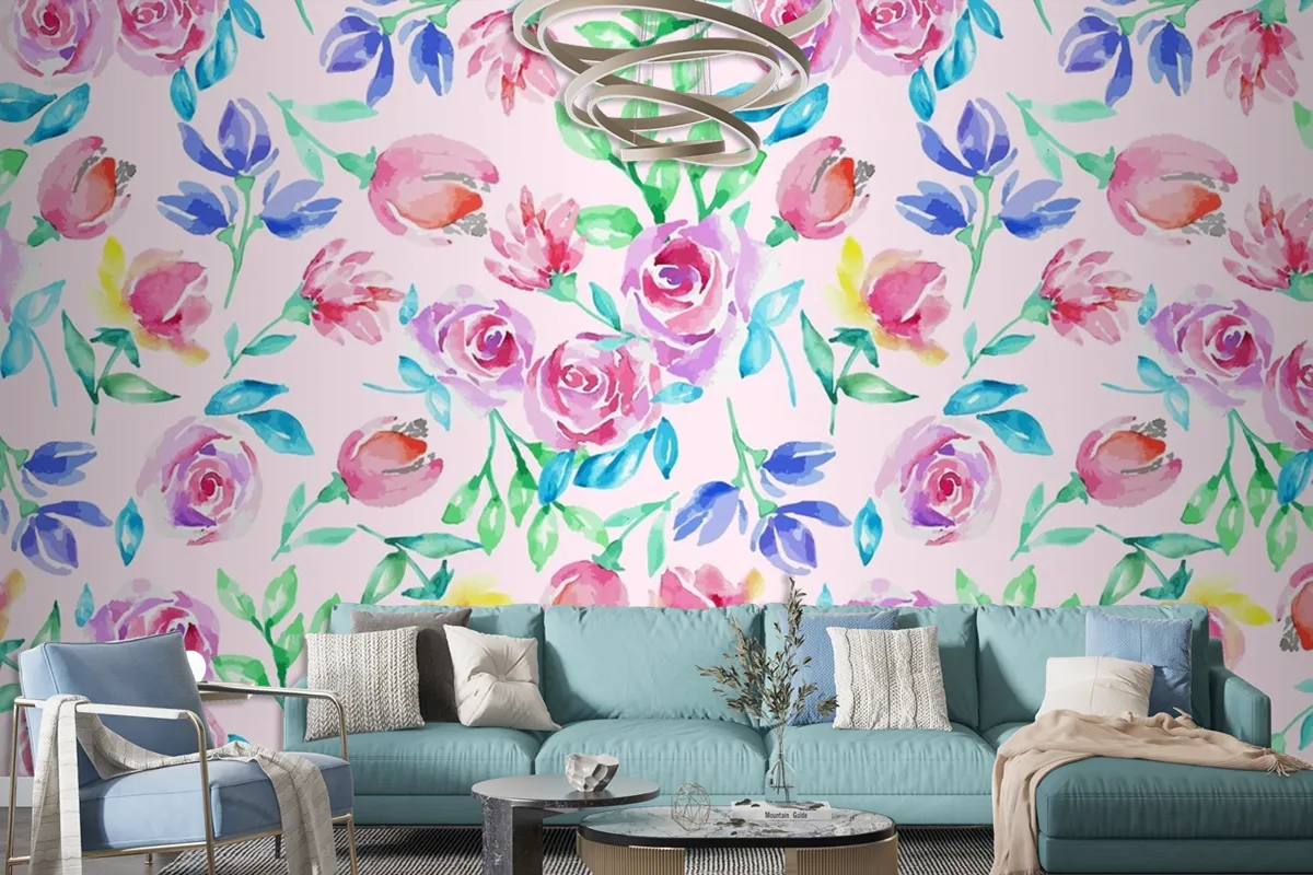 Hand Drawn Small Flowers Pattern Wallpaper Mural