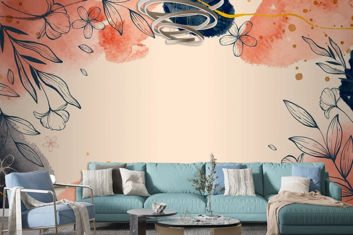 Hand Drawn Watercolor Floral Background Wallpaper Mural