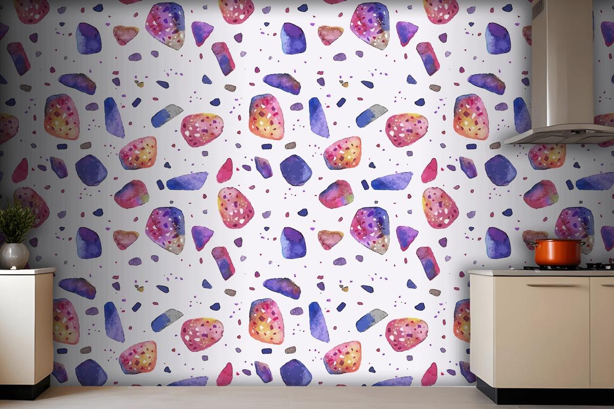 Hand Painted Colorful Terrazzo Pattern Wallpaper Mural