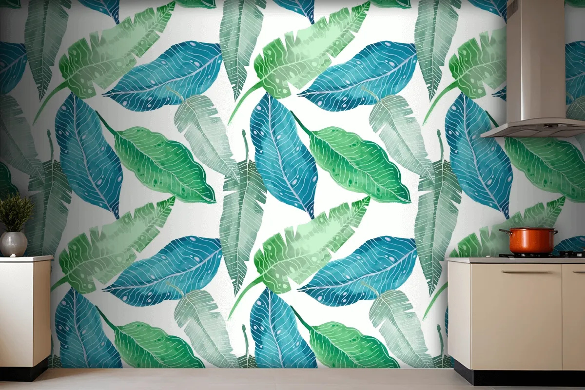 Hand Painted Summer Tropical Pattern Wallpaper Mural