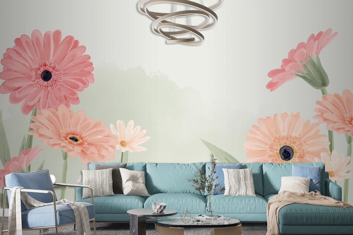 Hand Painted Watercolor Floral Background Wallpaper Mural