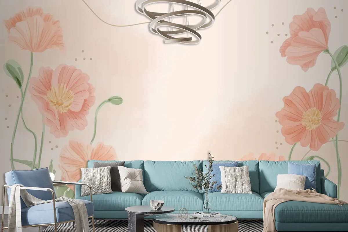 Hand Painted Watercolor Floral Background Wallpaper Mural