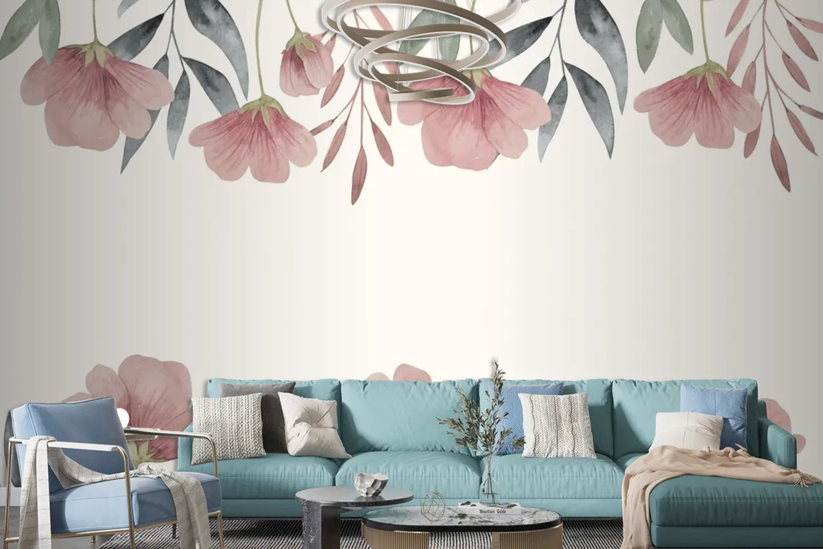 Hand Painted Watercolor Floral Background Wallpaper Mural