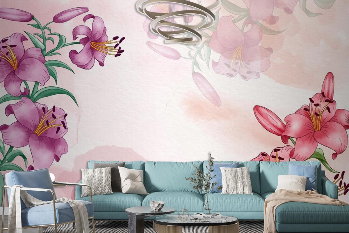 Hand Painted Watercolor Floral Background Wallpaper Mural