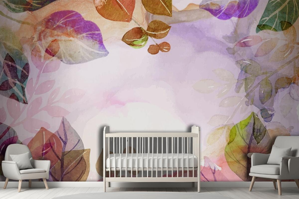 Hand Painted Watercolor Nature Background Girl Wallpaper Mural