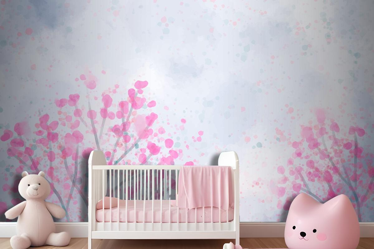 Hand Painted Watercolor Nature Background Wallpaper Mural