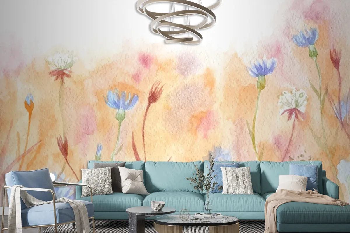 Hand Painted Watercolor Nature Wallpaper Mural