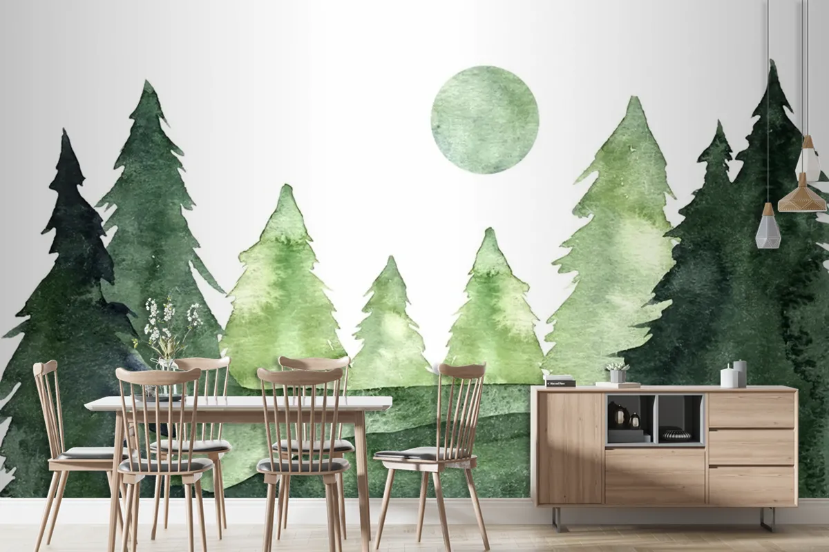 Hand Painted Watercolor Nature Background Wallpaper Mural 