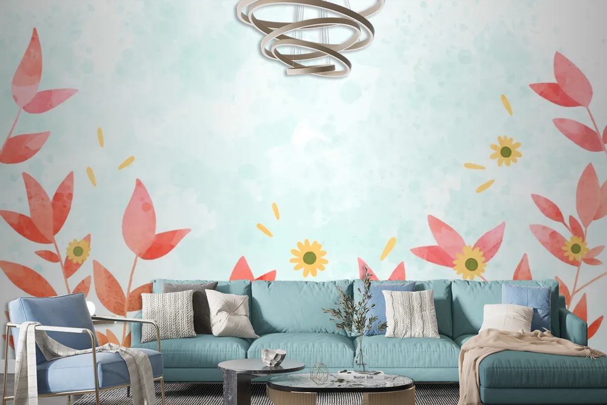 Hand Painted Watercolor Nature Background Wallpaper Mural