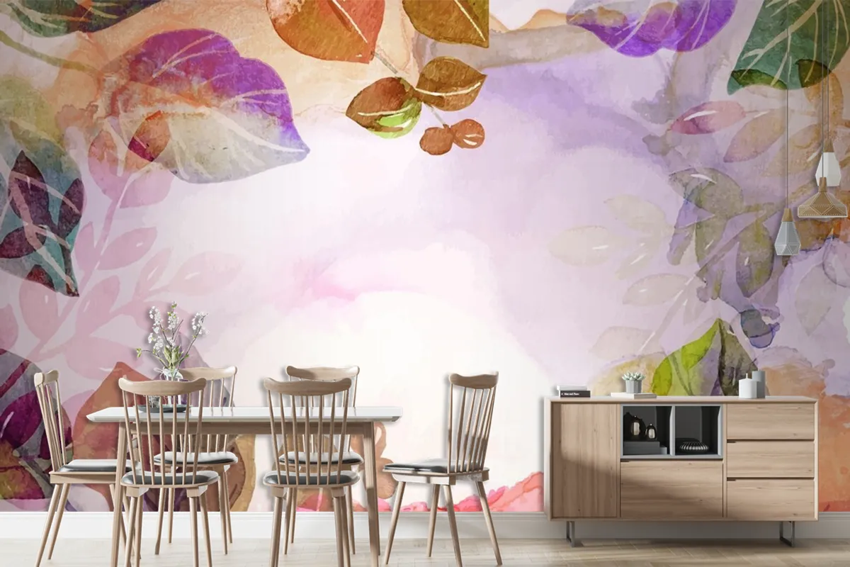 Hand Painted Watercolor Nature Background Wallpaper Mural 