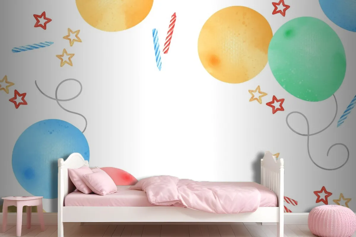 Happy Birthday Watercolor Frame Wallpaper Mural