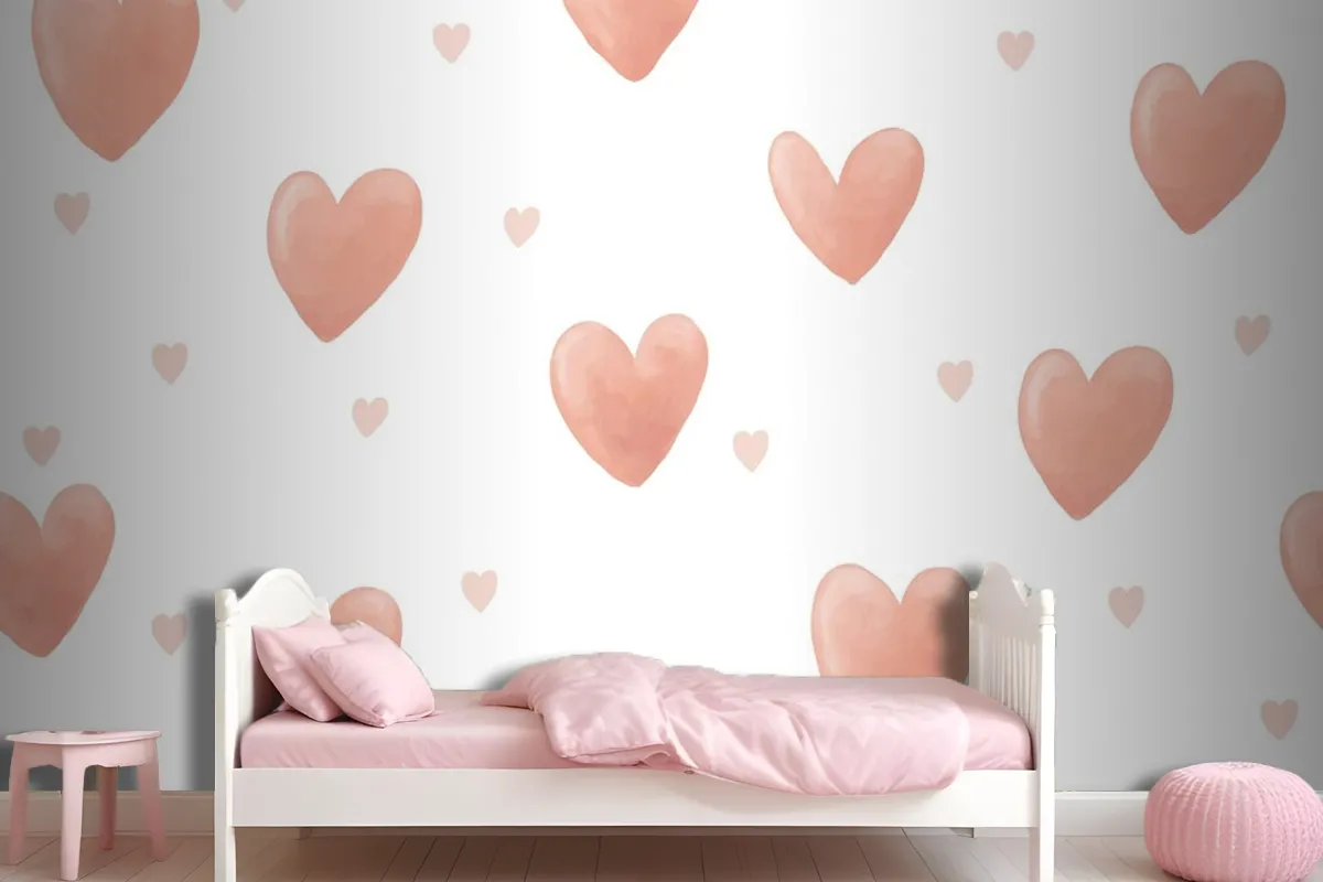 Heart Background Cute Watercolor Wallpaper Mural