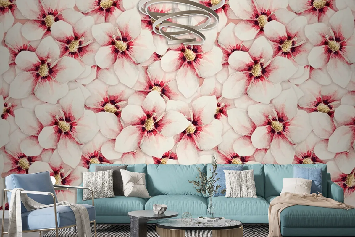 Hibiscus Flower Pattern Background Wallpaper Mural