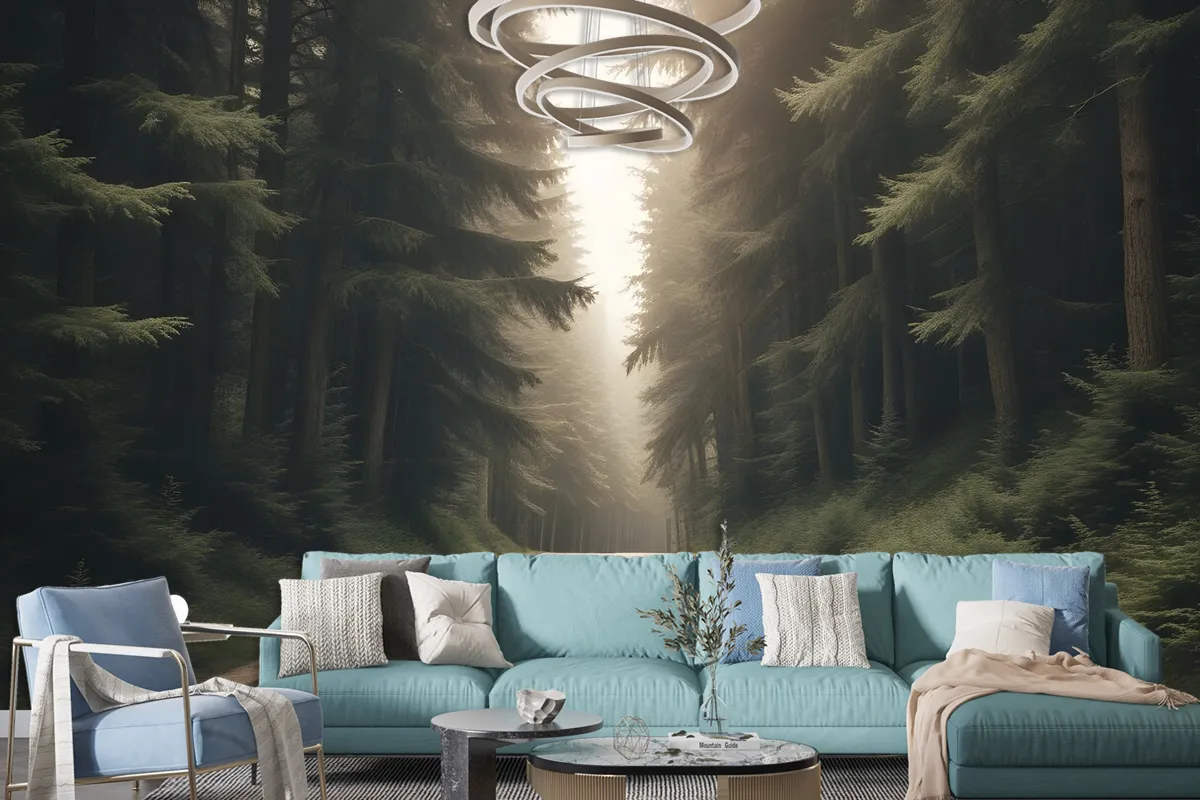 Highway On The Forest Landscape Wallpaper Mural