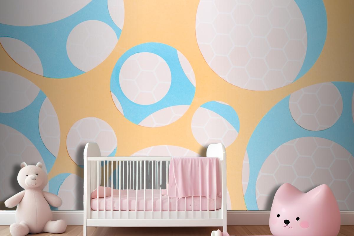 Honeycomb Pattern On Circle Shape Over The Yellow Wallpaper Mural