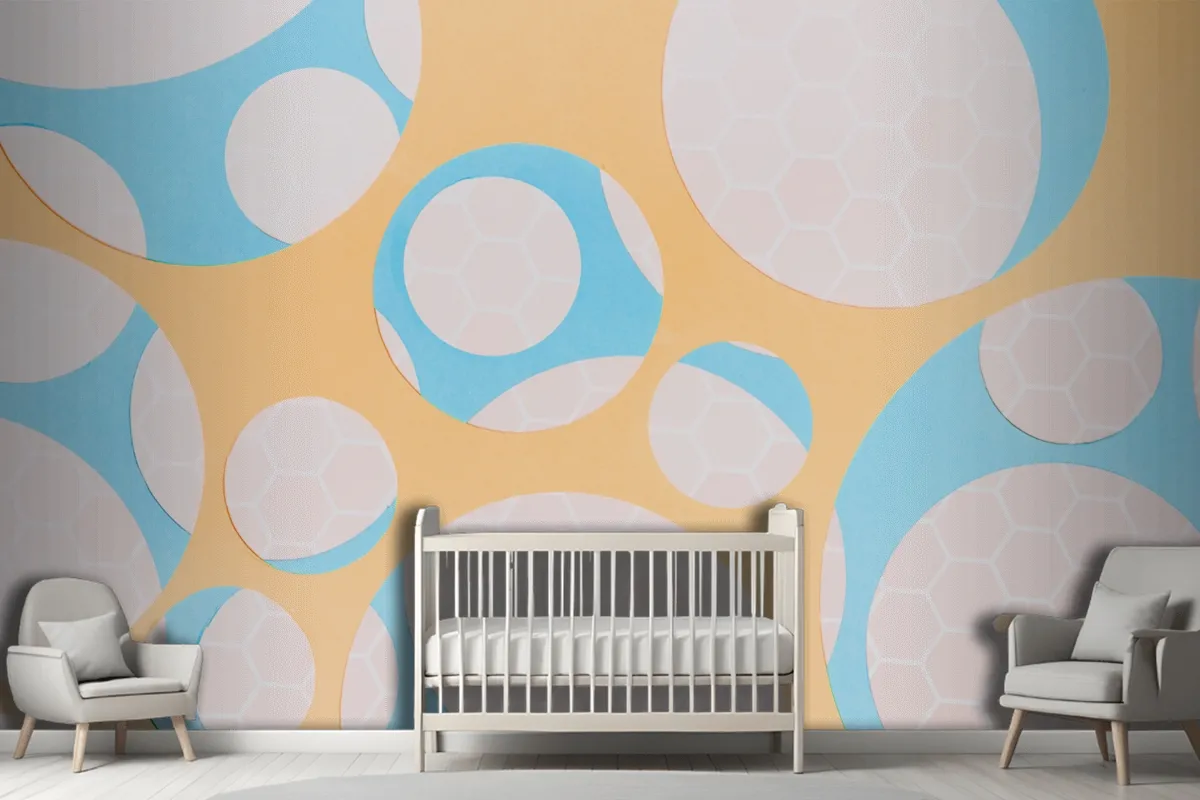 Honeycomb Pattern On Circle Shape Over The Yellow Wallpaper Mural