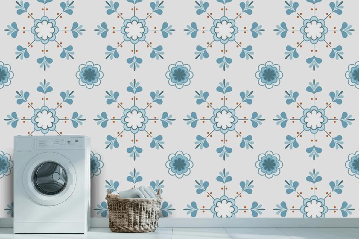 Tiles Textured Pattern Design Laundry Room Wallpaper Mural