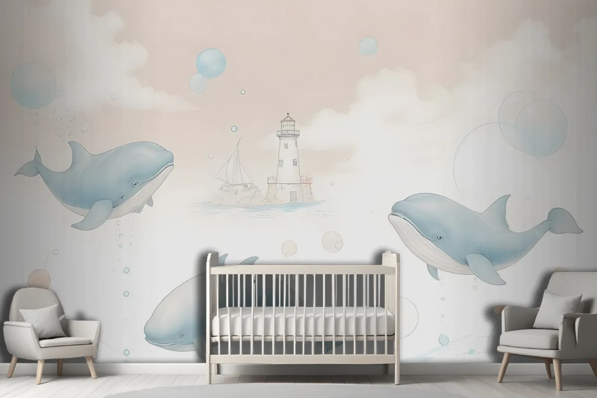 Kids Soft Whale Undersea Life Wallpaper Mural