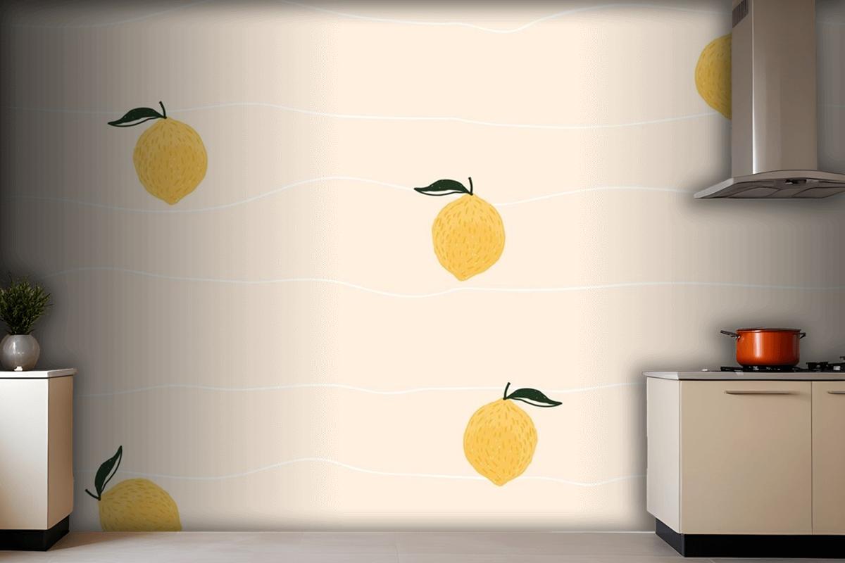 Lemon Background Kitchen Wallpaper Mural