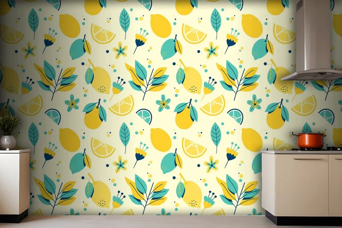 Lemon Summer Pattern Wallpaper Theme Wallpaper Mural