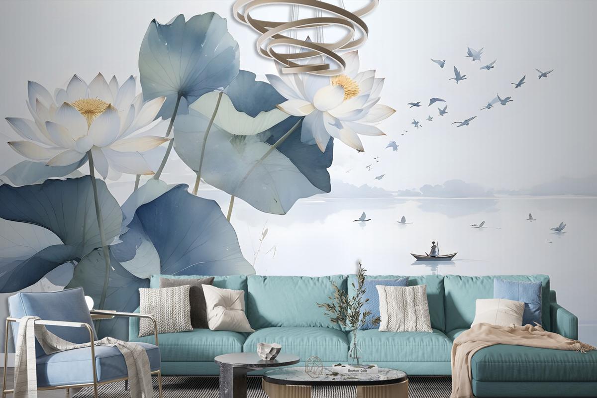 Lotus Floral Art Wallpaper Mural