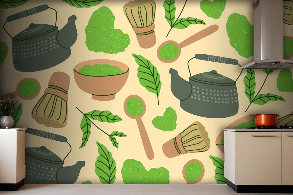 Matcha Tea Kitchen Wallpaper Mural