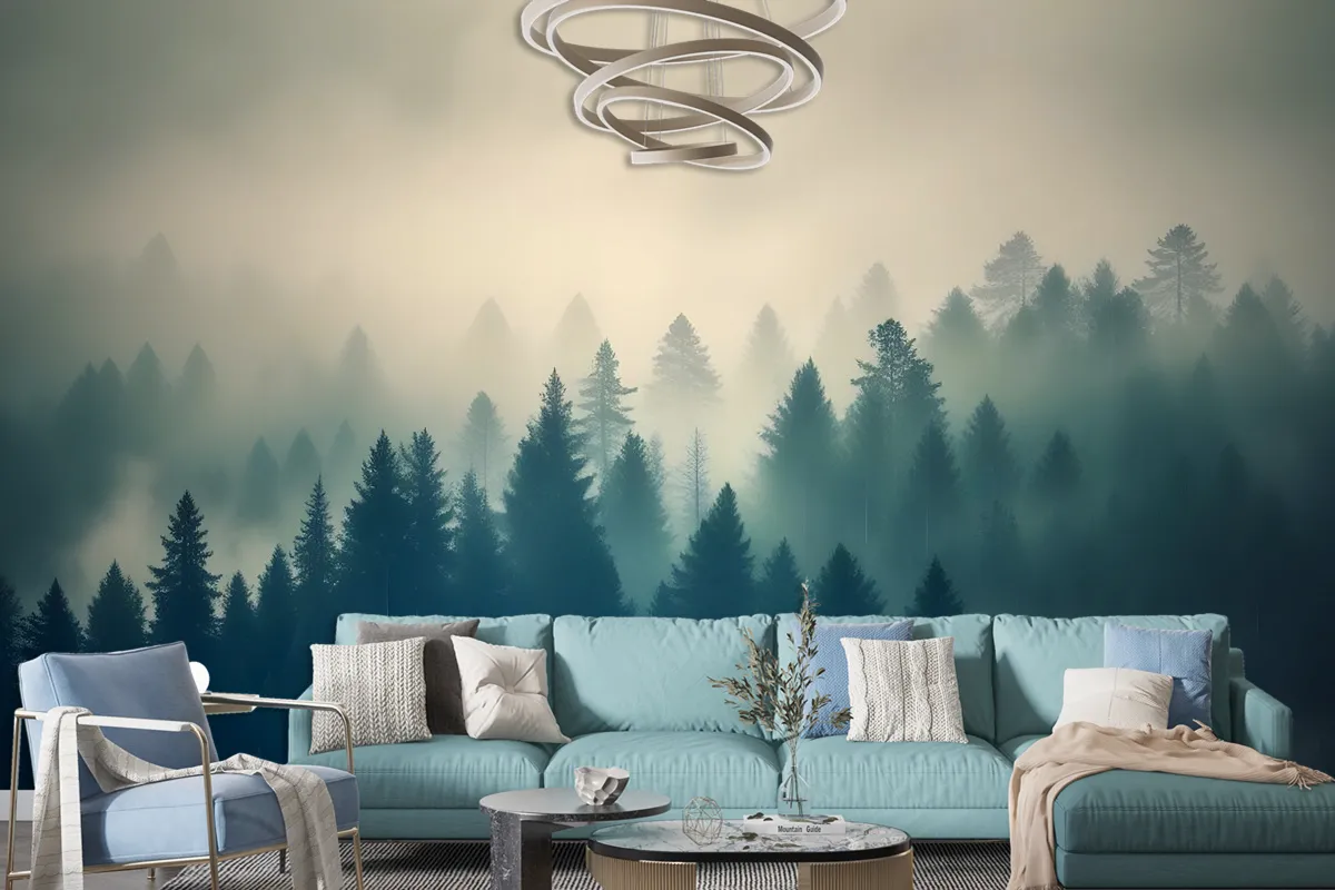 Misty Pine Forest Wallpaper Mural