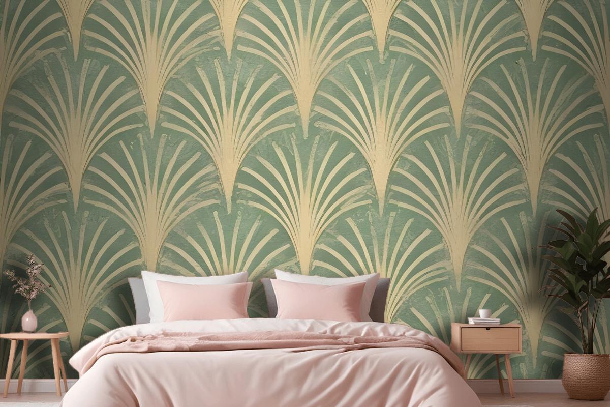 Modern Eau De Nil Art Deco Gold Lines Wallpaper Mural