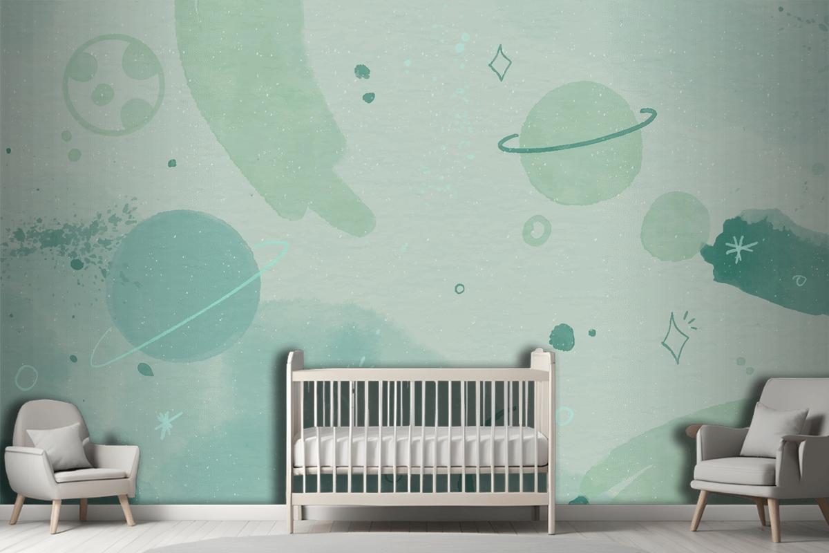 Monochrome Watercolor Galaxy Wallpaper Mural