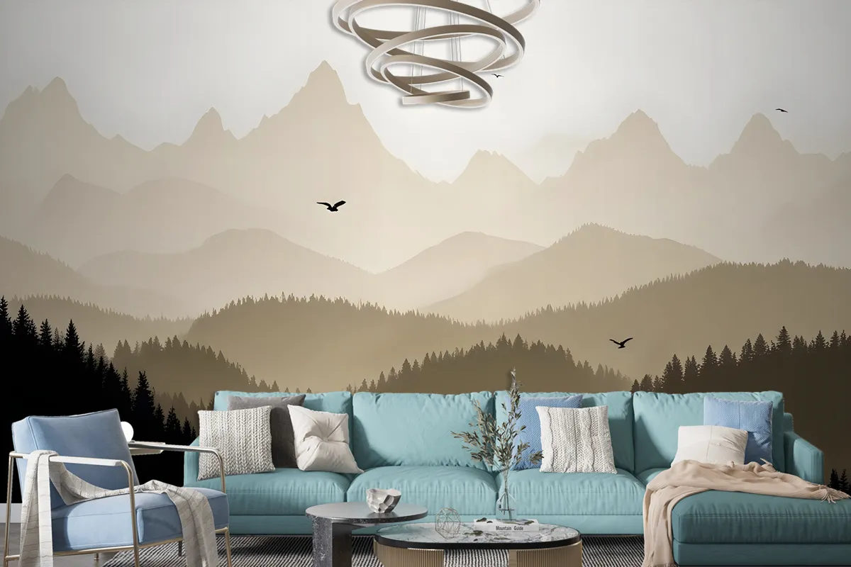 Mountain Landscape Silhouette Wallpaper Mural