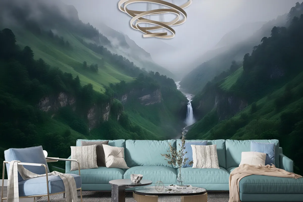 Mountain Waterfall Wallpaper Mural