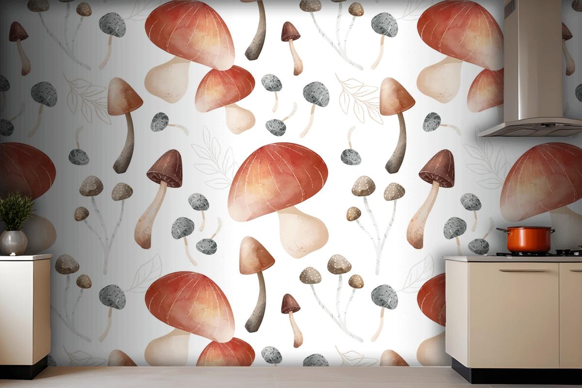 Mushroom Pattern Wallpaper Mural