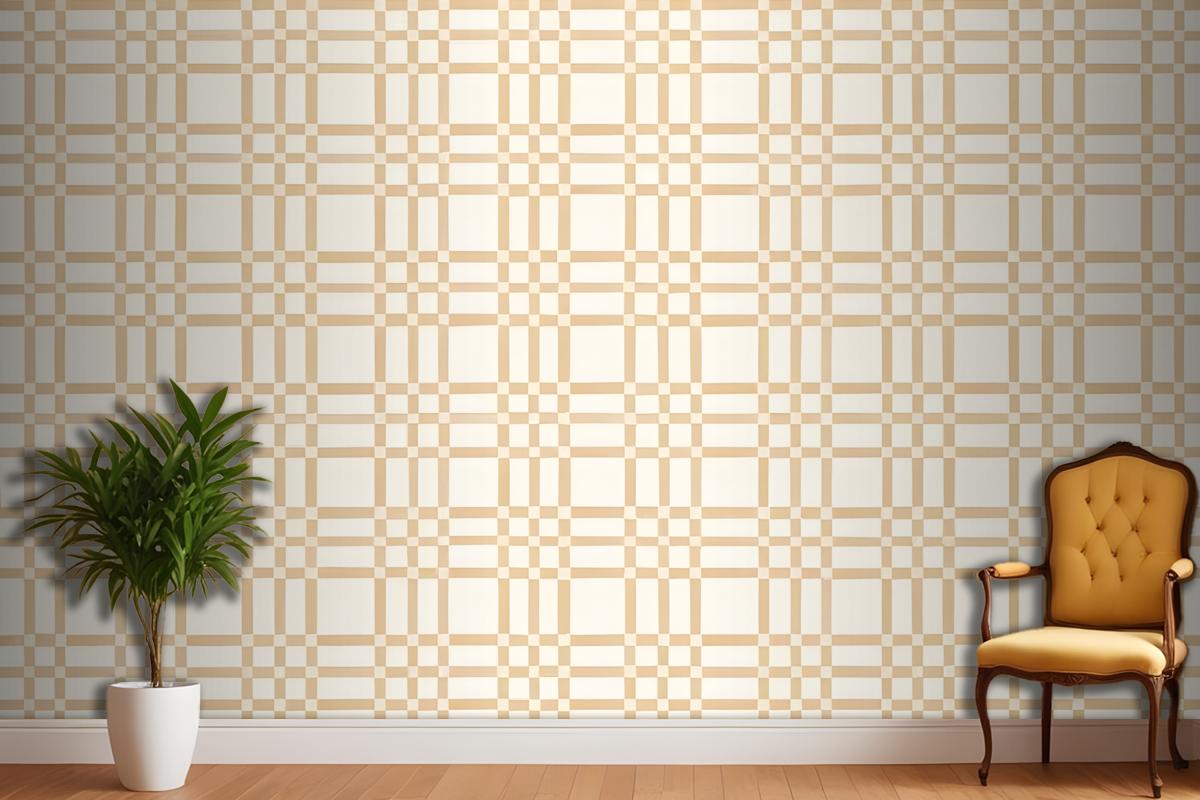 Mustard Yellow Retro Checkered Wallpaper Mural