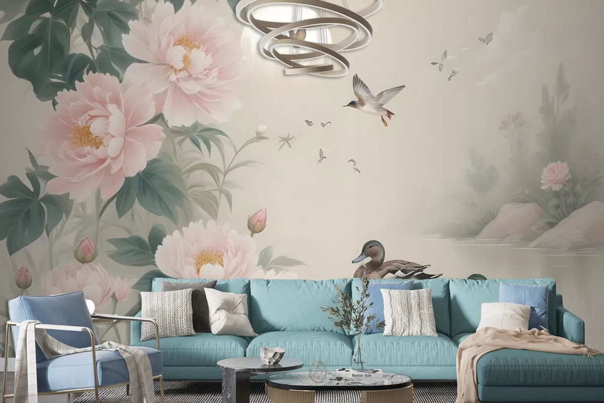 Nostalgic Peony Blossom Wallpaper Mural