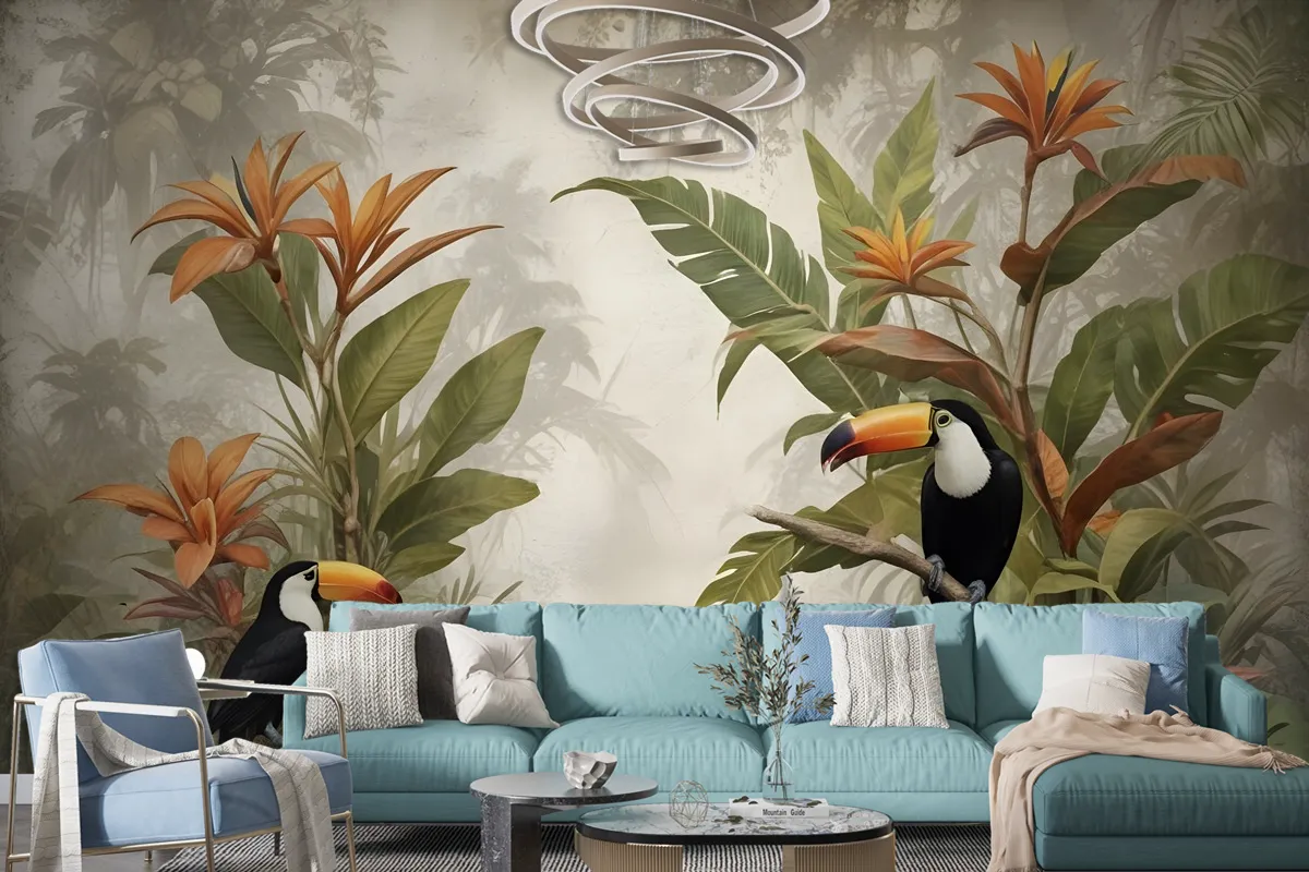 Nostalgic Toucan In The Tropical Forest Wallpaper Mural