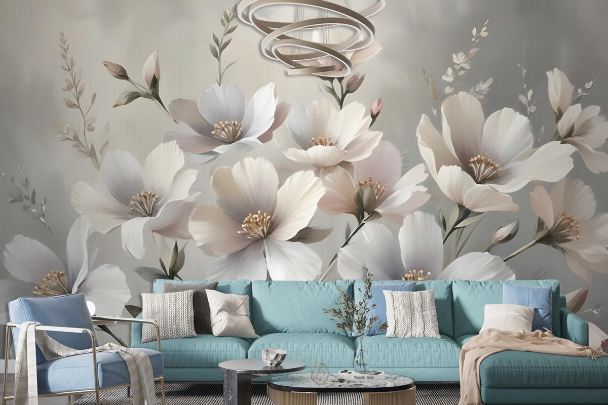 Oil Painting Pastel Floral Wallpaper Mural