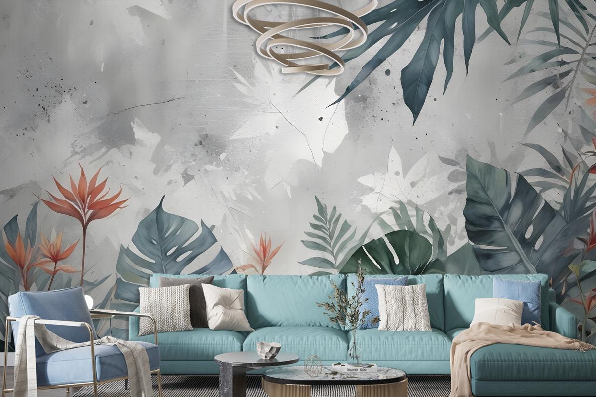 Old Tropical Leaf Wallpaper Mural