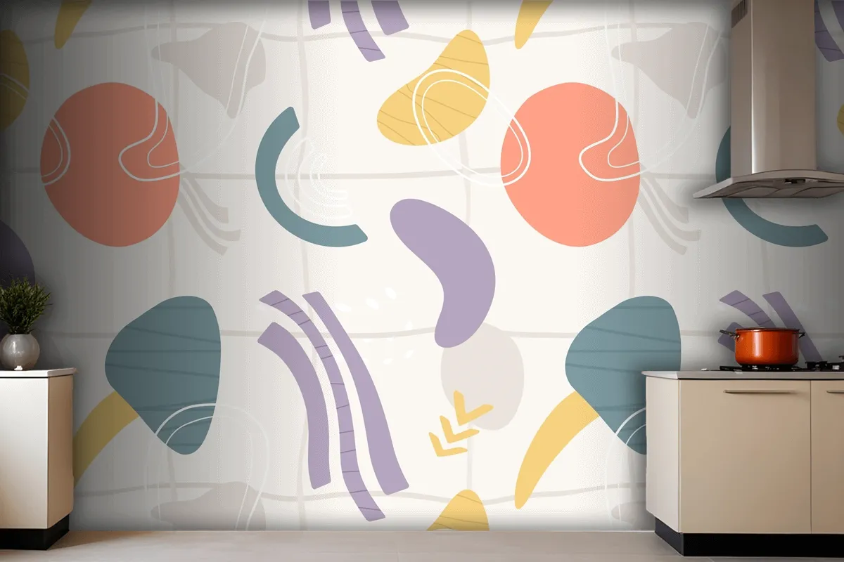 Organic Flat Abstract Element Pattern Wallpaper Mural