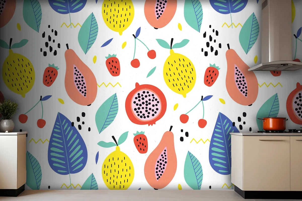 Organic Flat Summer Kitchen Wallpaper Mural