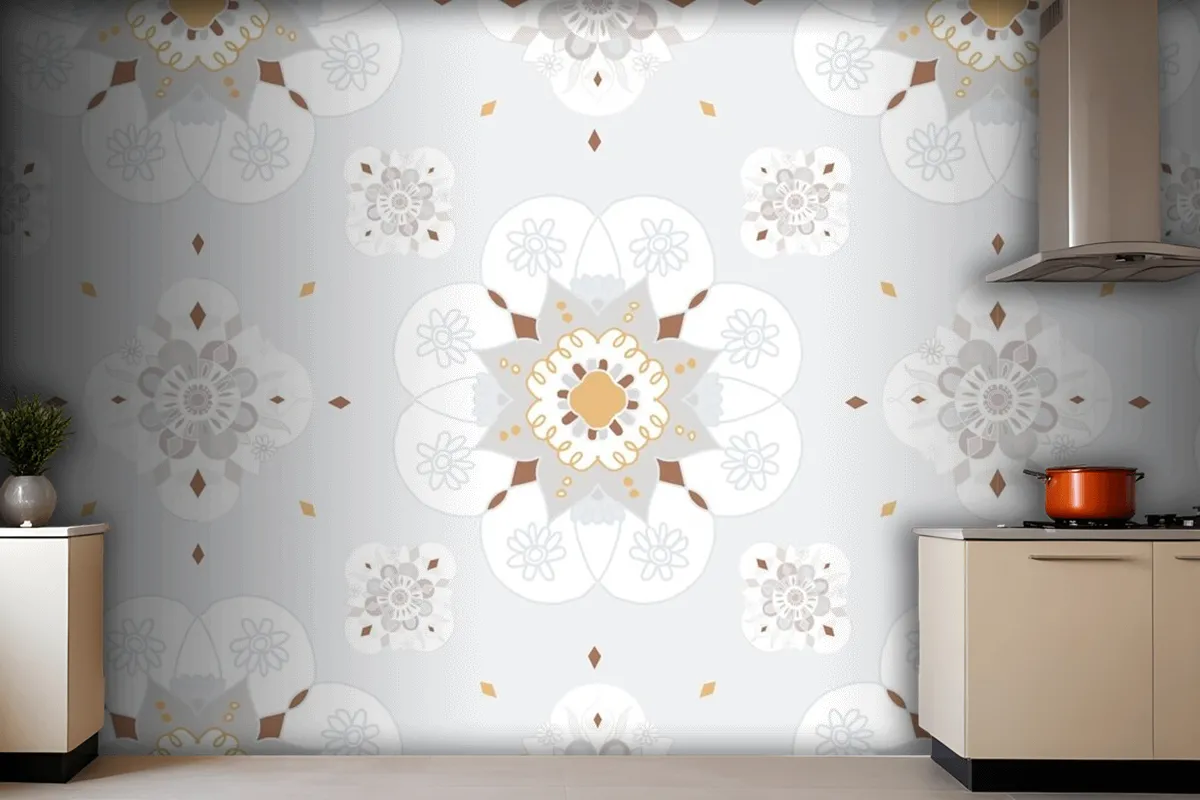 Oriental Mandala Floral Pattern Wallpaper Mural