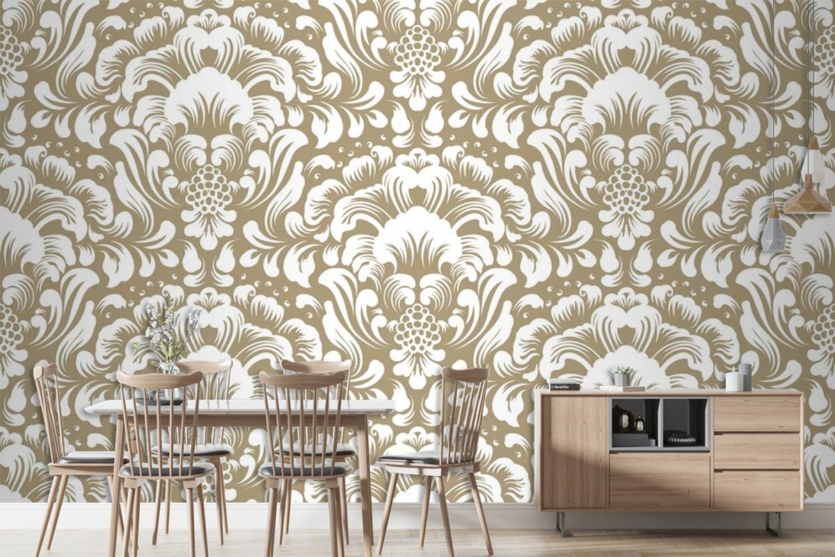 Ornamental Damask Seamless Pattern Wallpaper Mural