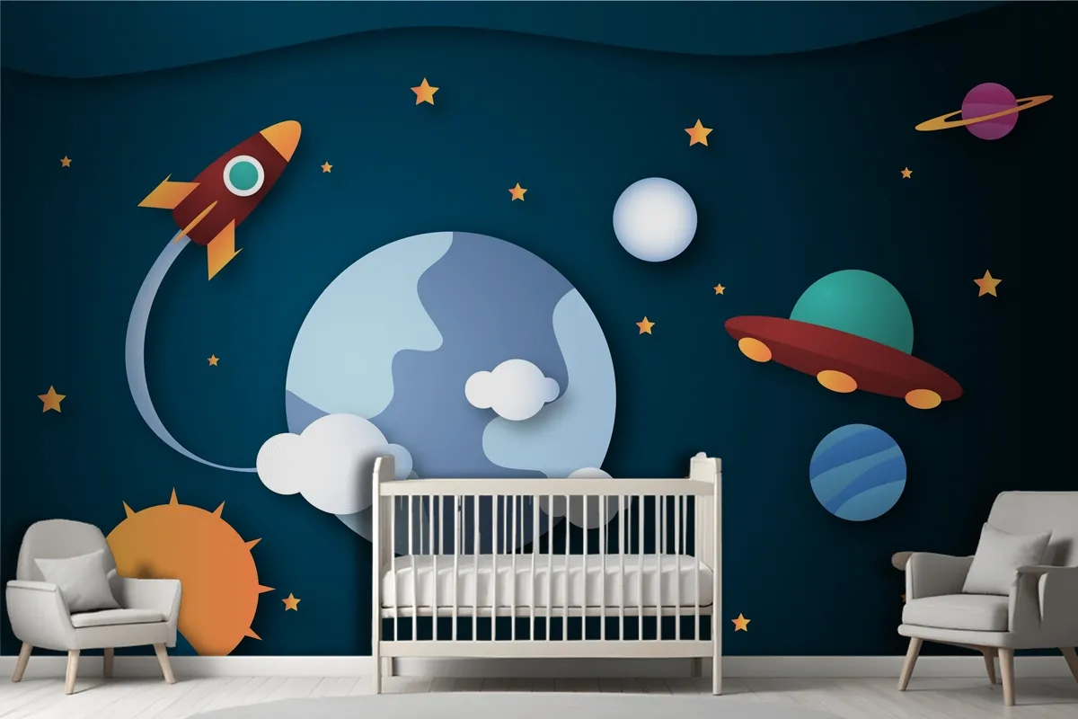 Paper Style Galaxy Background Wallpaper Mural